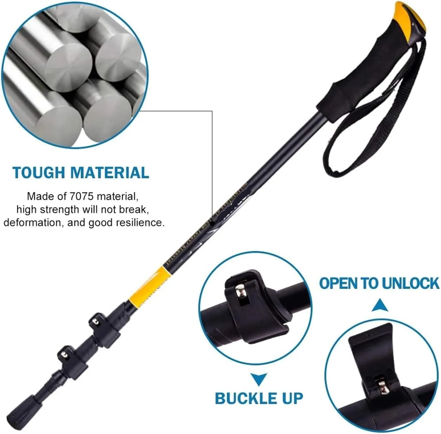 Walking Stick Hiking Poles Adjustable Hiking Walking Sticks Strong Lightweight Aluminum Trekking Poles with EVA Foam Grip Hiking Gear Trekking Poles