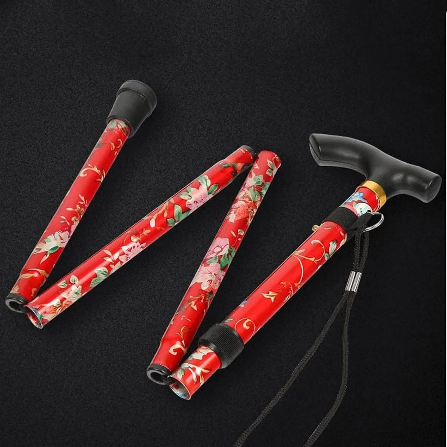 Walking Stick Hiking Poles Aluminum Alloy Trekking Poles Folding Telescopic Light-Weight Off-Road Walking Poles Hiking Gear Trekking Poles, 82cm, Red