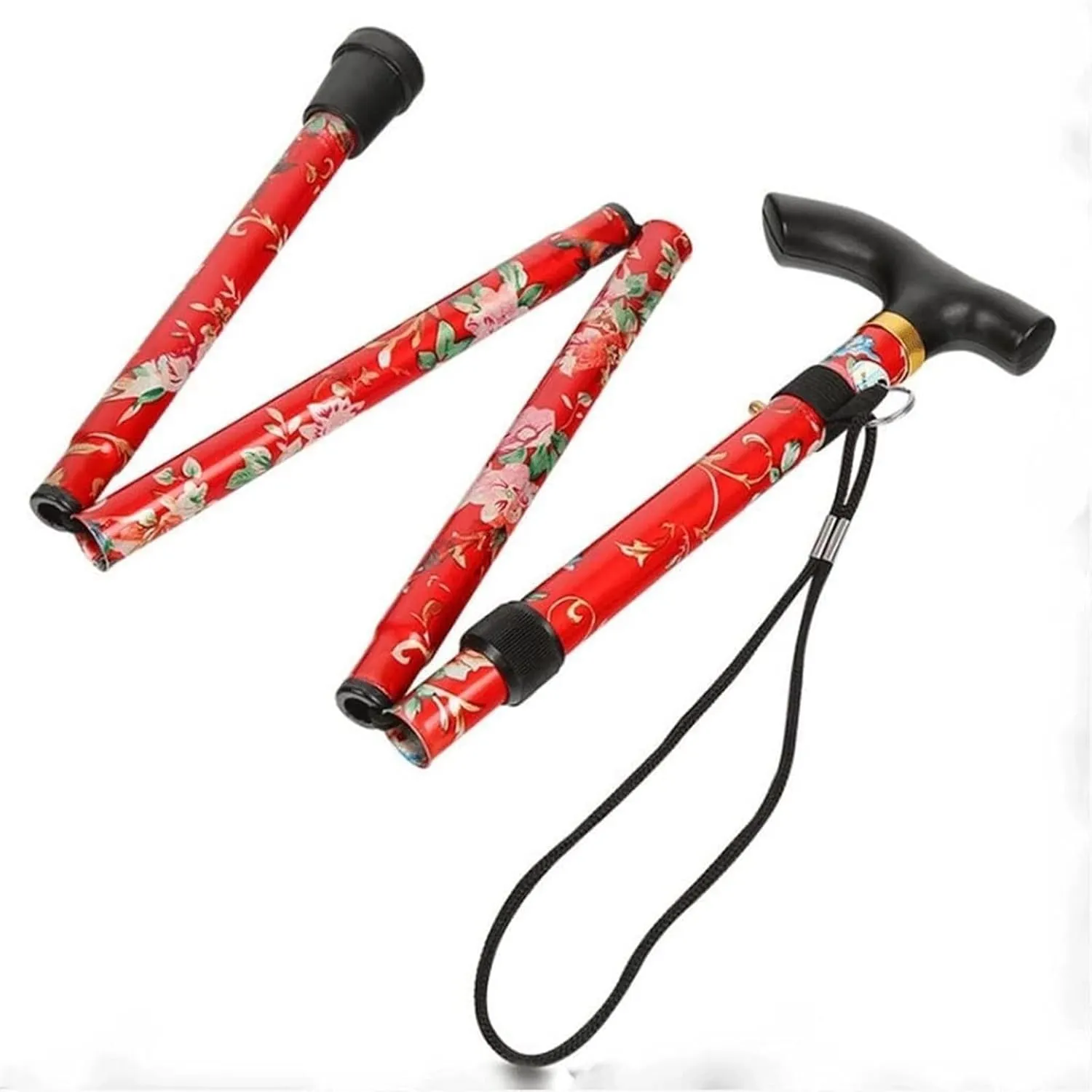 Walking Stick Hiking Poles Aluminum Alloy Trekking Poles Folding Telescopic Light-Weight Off-Road Walking Poles Hiking Gear Trekking Poles, 82cm, Red