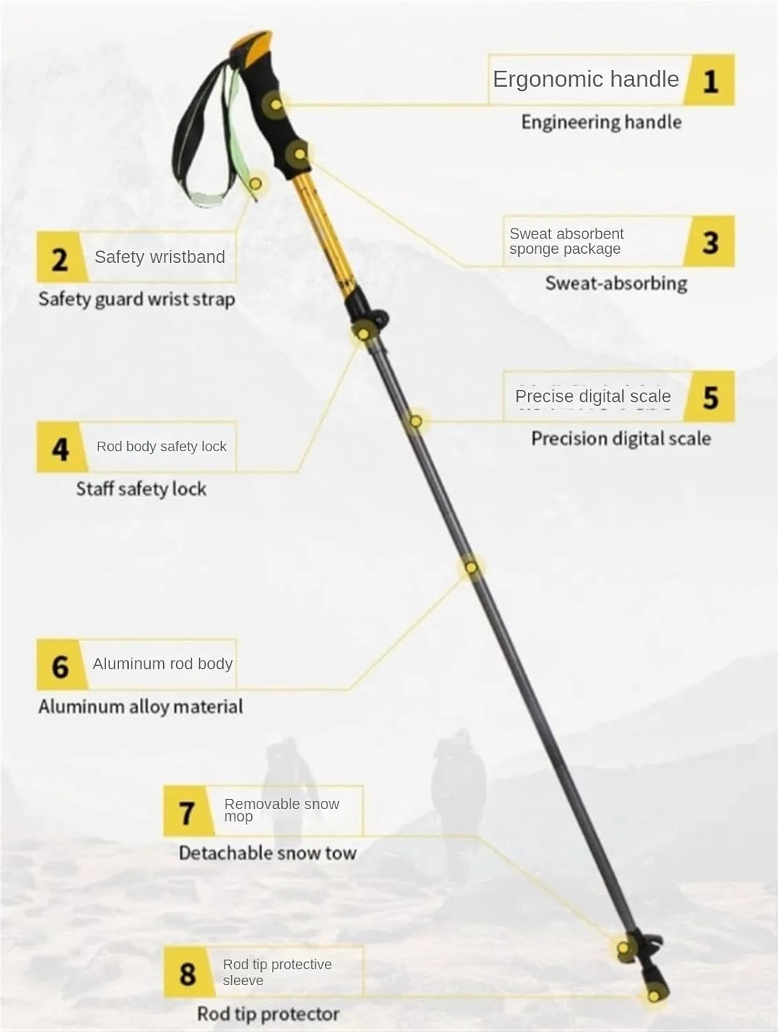 Walking Stick Hiking Poles Lightweight Hiking Poles Aluminum Trekking Poles Walking Poles Sticks for Mountaining Hiking Gear Trekking Poles