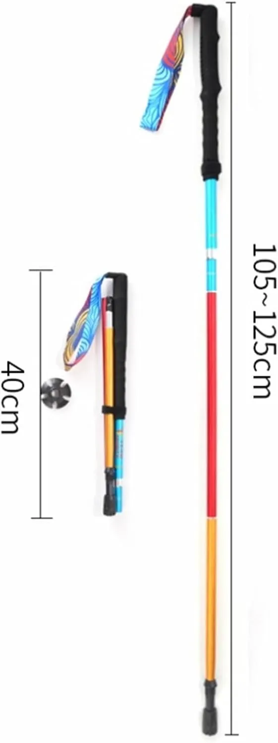 Walking Stick Hiking Poles Lightweight Trekking Hiking Poles Aluminum Alloy Strong Folding Walking Stick for Camping Hiking Gear Trekking Poles, 125cm