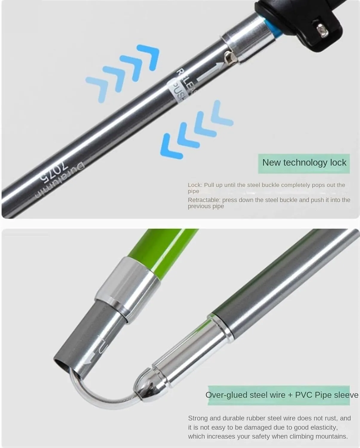 Walking Stick Hiking Poles Outdoor Aluminum Trekking Poles Telescopic Climbing Pole Foldable Portable Hiking Sticks Hiking Gear Trekking Poles
