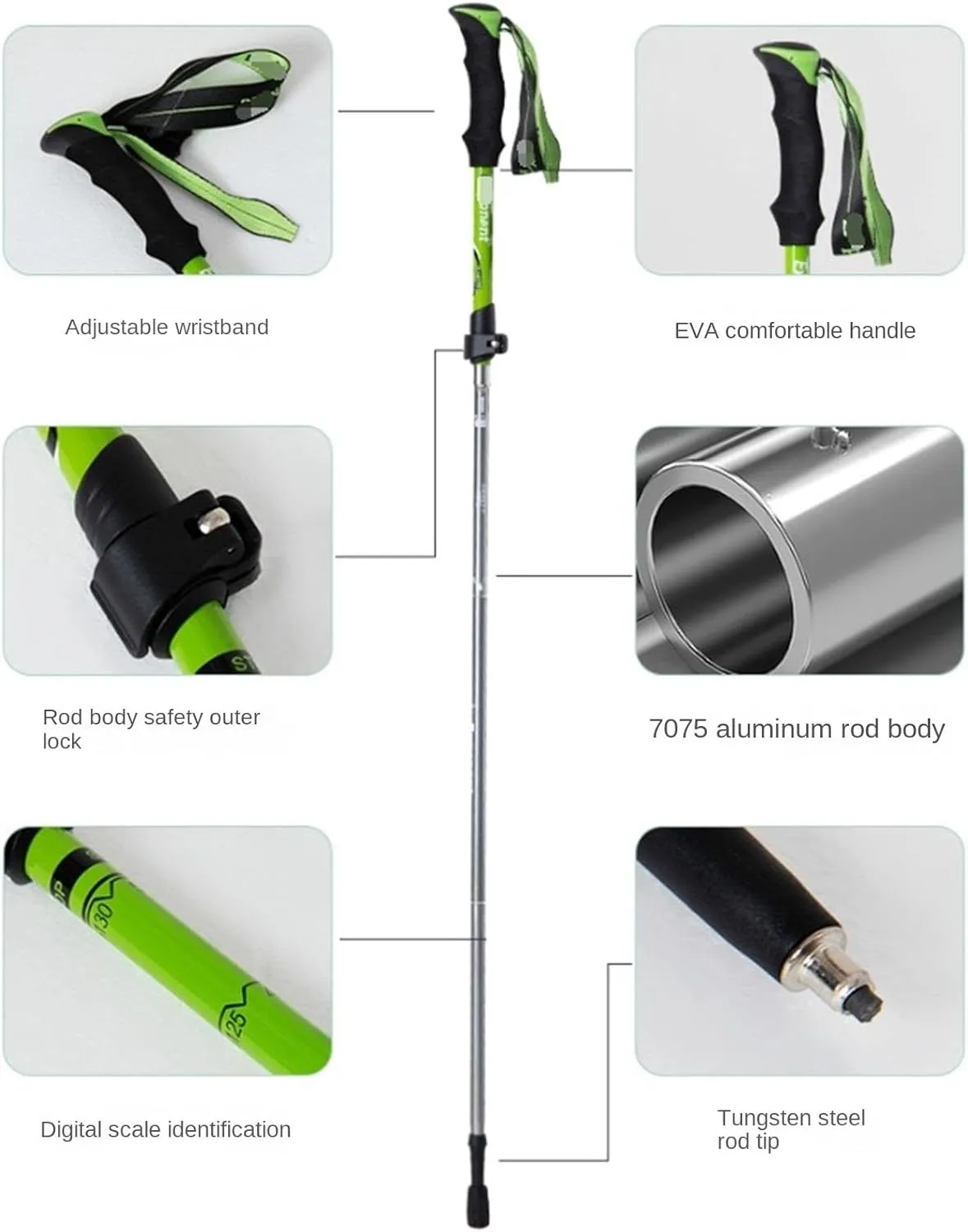 Walking Stick Hiking Poles Outdoor Aluminum Trekking Poles Telescopic Climbing Pole Foldable Portable Hiking Sticks Hiking Gear Trekking Poles