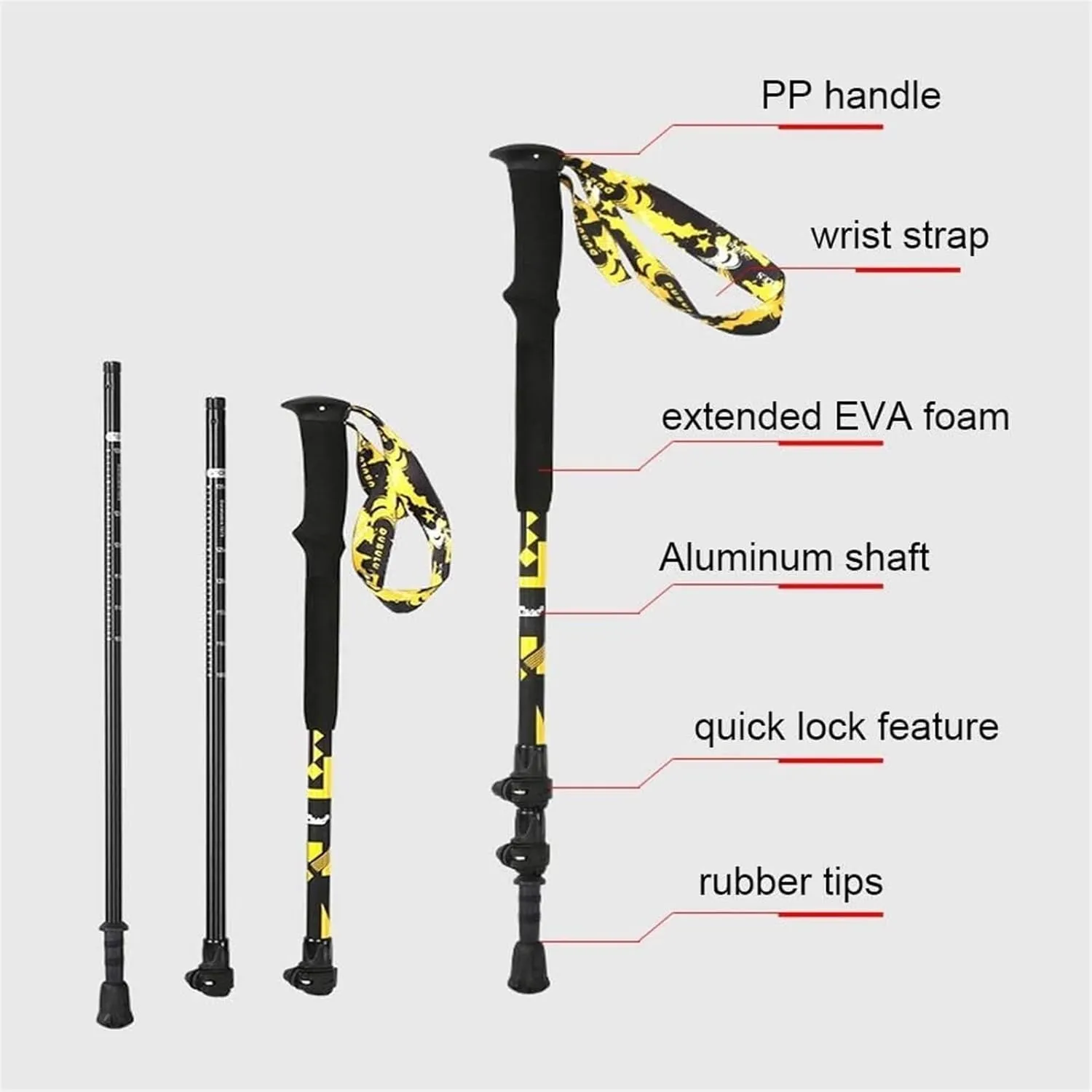 Walking Stick Hiking Poles Outdoor Trekking Poles Adjustable with Quick Flip Lock Lightweight for Walking and Hiking Poles Hiking Gear Trekking Poles