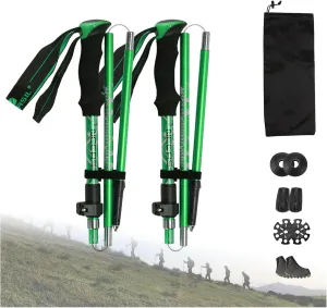 Walking Stick Walking Poles Trekking Stick 5-Section Folding,luminum Alloy Cane Body, Trekking Poles for Hiking & Trail Running 2 Pack