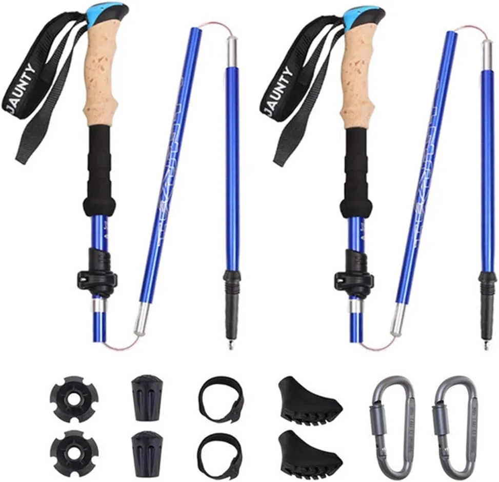 Walking Trekking Poles 2pc/Set - Lightweight Collapsible Adjustable Aluminum Telescopic Hiking Pole Walking Sticks Pair with Nordic Trek Accessories for Women Men Seniors Trail Hik