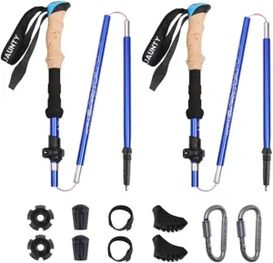 Walking Trekking Poles 2pc/Set - Lightweight Collapsible Adjustable Aluminum Telescopic Hiking Pole Walking Sticks Pair with Nordic Trek Accessories for Women Men Seniors Trail Hik