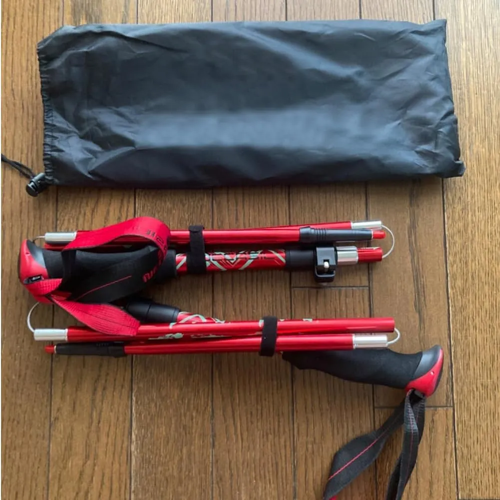 Walking Trekking Poles Five-fold Walking Stick Hiking Poles Folding Lightweight Trekking Stick 2 Sticks for Hiking, Camping, Mountaining, Backpacking, Walking