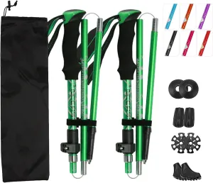Walking Trekking Poles Five-fold Walking Stick Hiking Poles Folding Lightweight Trekking Stick 2 Sticks for Hiking, Camping, Mountaining, Backpacking, Walking