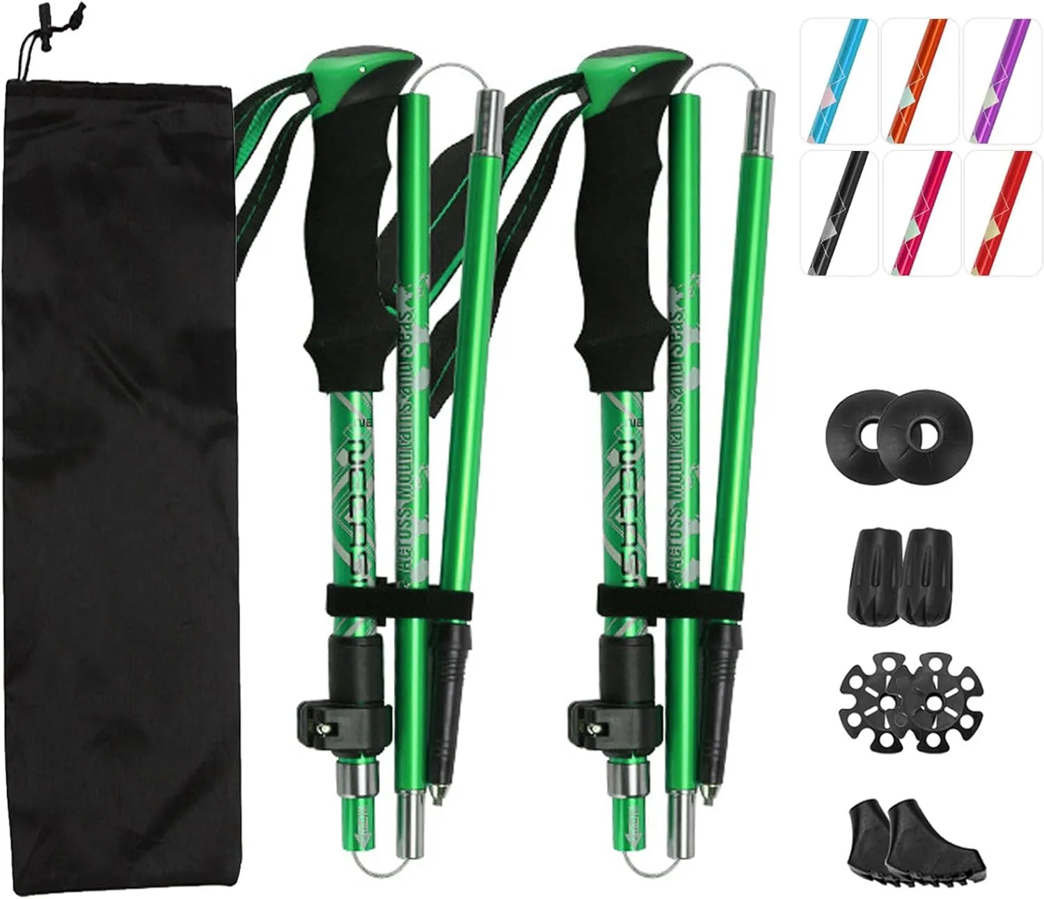Walking Trekking Poles Five-fold Walking Stick Hiking Poles Folding Lightweight Trekking Stick 2 Sticks for Hiking, Camping, Mountaining, Backpacking, Walking