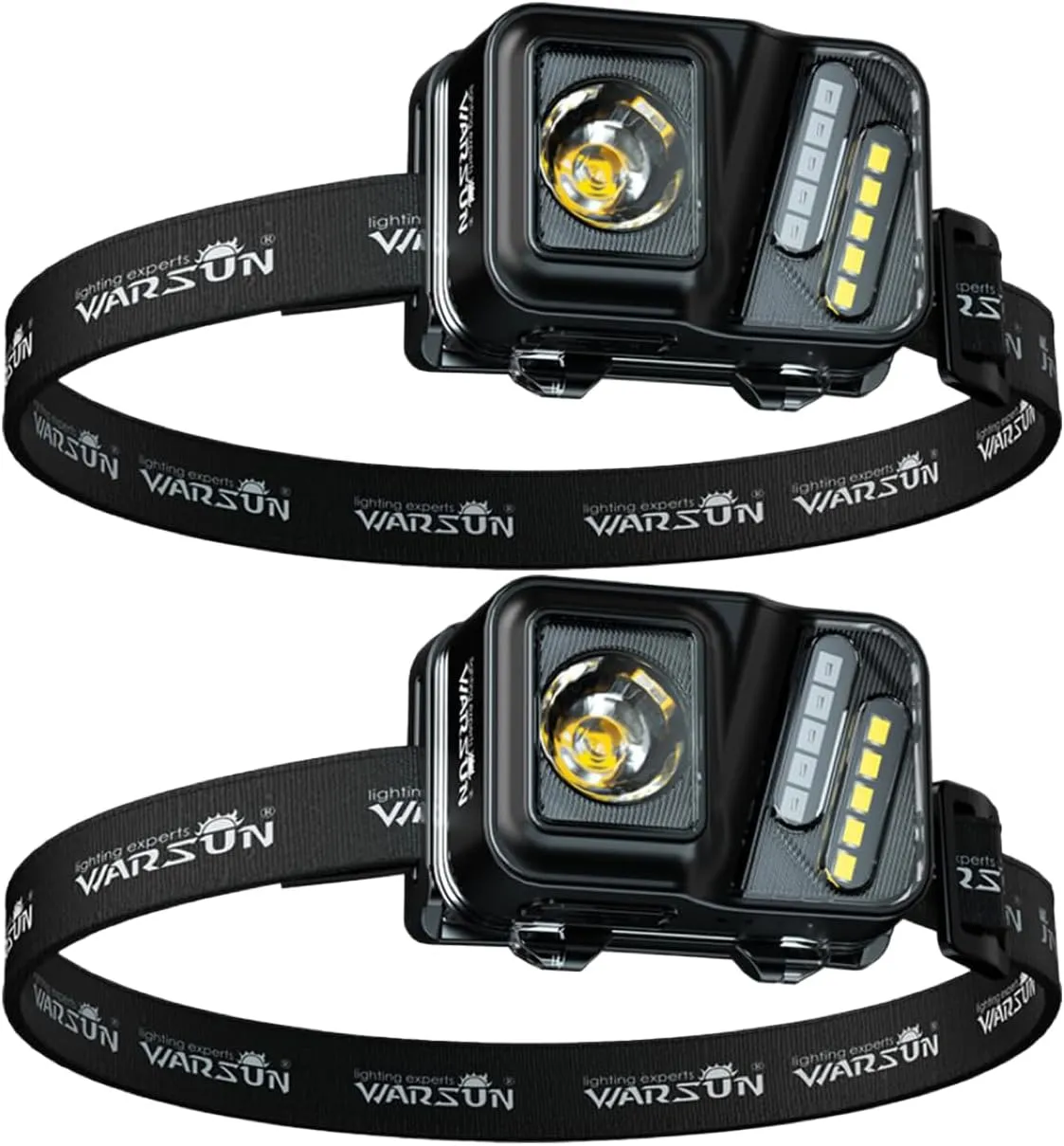 WARSUN Rechargeable Lightweight Headlamp – 750 Lumens Running & Helmet Light, LED Head Torch with Motion Sensor, 5 Modes, for Night Running, Fishing, Camping, Cycling, Work