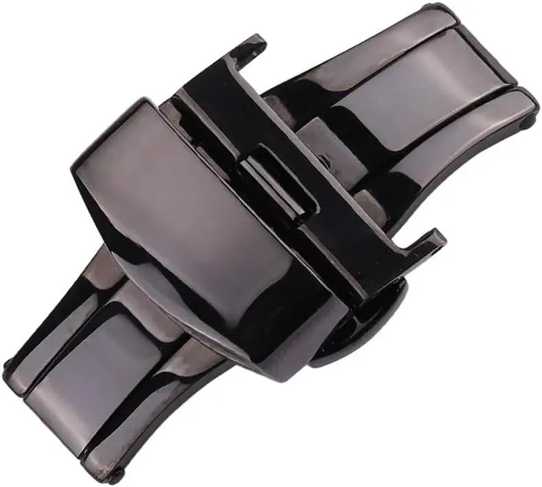 Watch Band Buckle 16 18 20 22 24mm 316l Stainless Steel Silver Black Watchbands Strap Double Push Deployment Clasp
