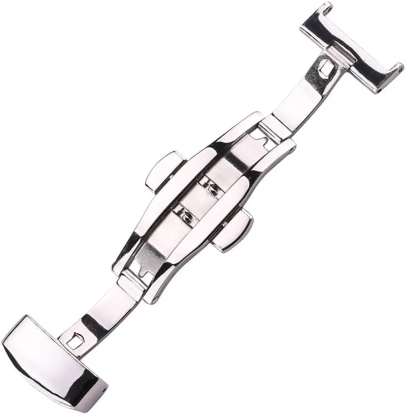 Watch Band Buckle 16 18 20 22 24mm 316l Stainless Steel Silver Black Watchbands Strap Double Push Deployment Clasp