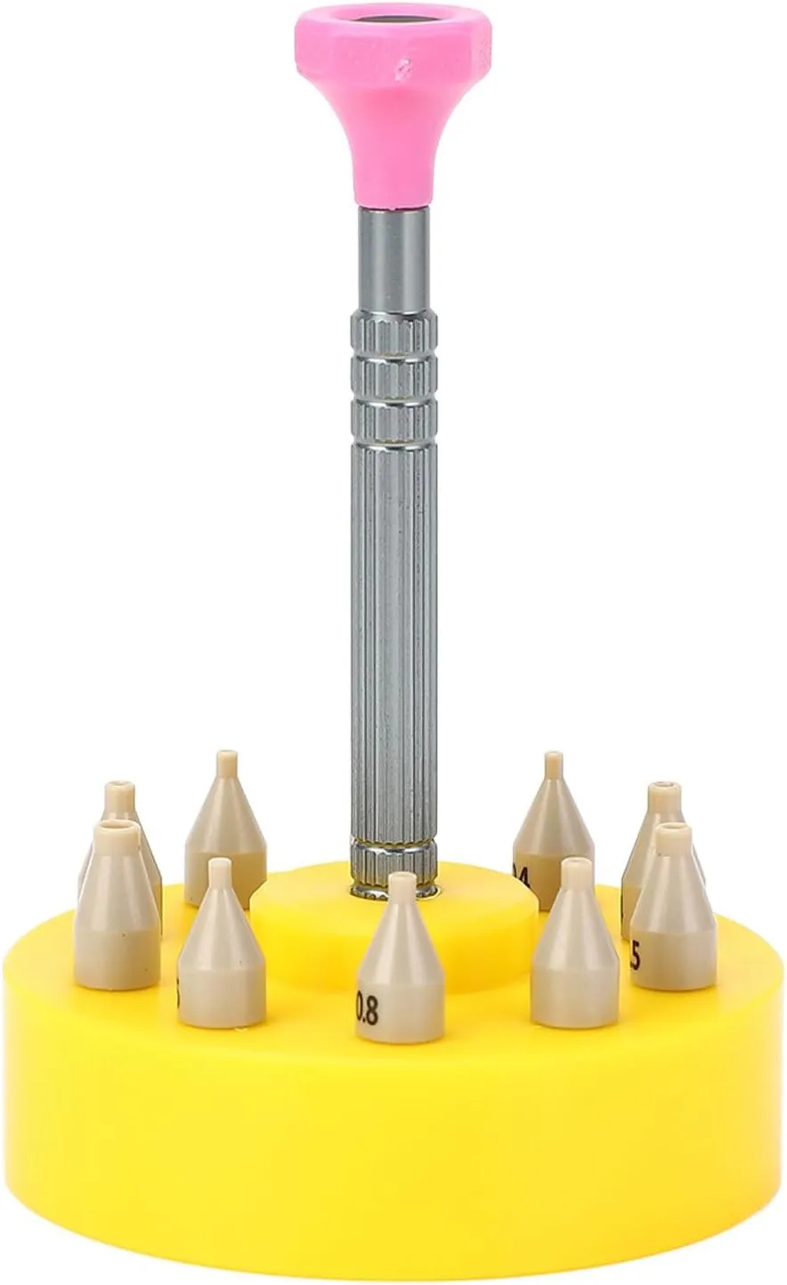 Watch Hand Setter Set, Stainless Steel Installation Tool with 10 Replacement Tips, Watch Hand Setting Base for Hour Minute and Second Hands Repair, Watchmaker Setting Tool