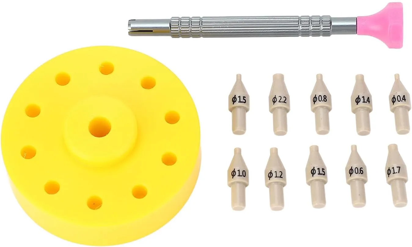 Watch Hand Setter Set, Stainless Steel Installation Tool with 10 Replacement Tips, Watch Hand Setting Base for Hour Minute and Second Hands Repair, Watchmaker Setting Tool