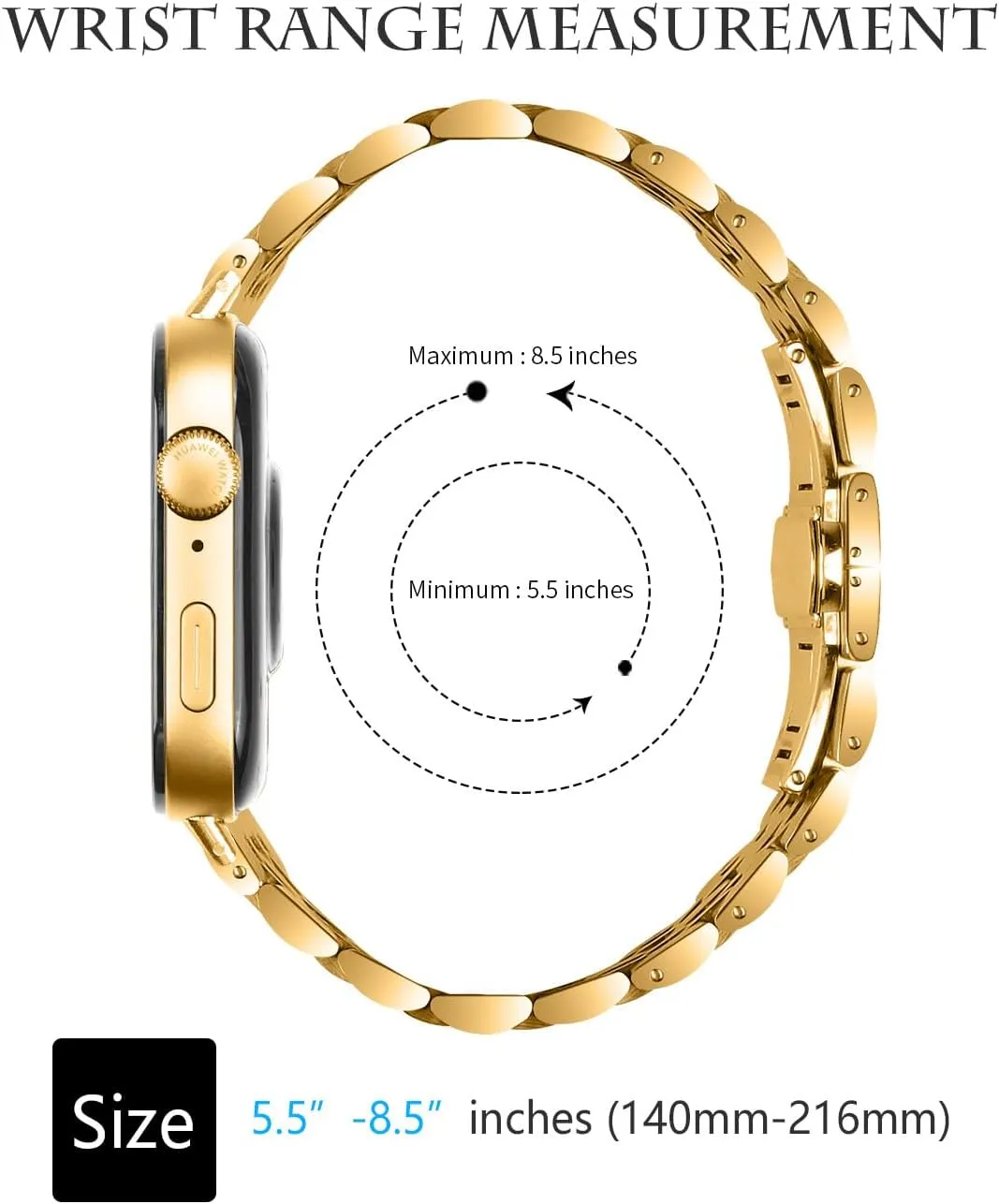 Watch Strap Compatible With Huawei Watch Fit 3, Metal Watchband Strap Stainless Steel Bracelet Wristband Women Men Band Replacement for Huawei Watch Fit 3