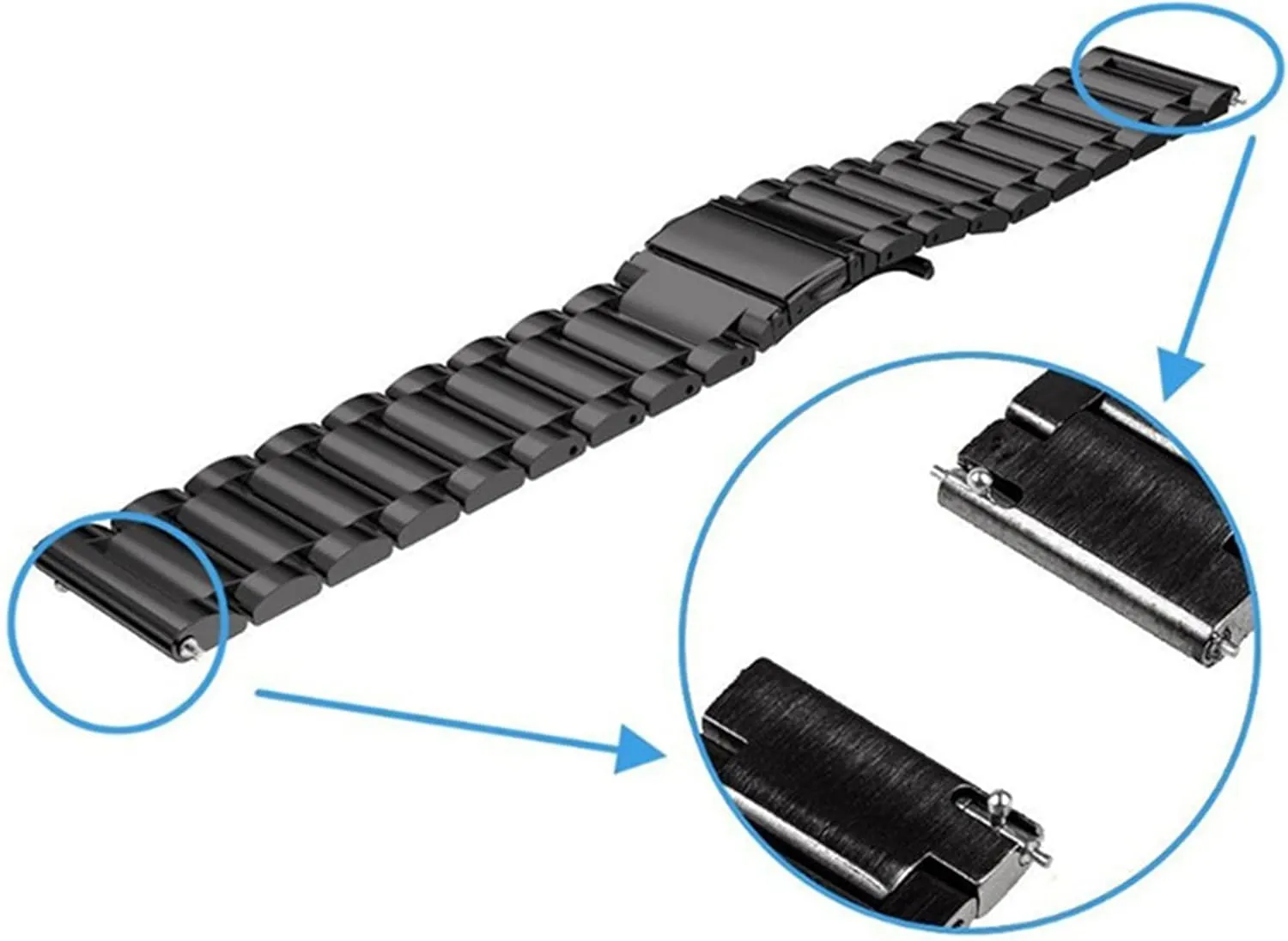 Watch Strap Metal Strap Stainless Steel 20Mm 22Mm Quick Release Replacement Watch Accessories /22Mm/Silver Rose
