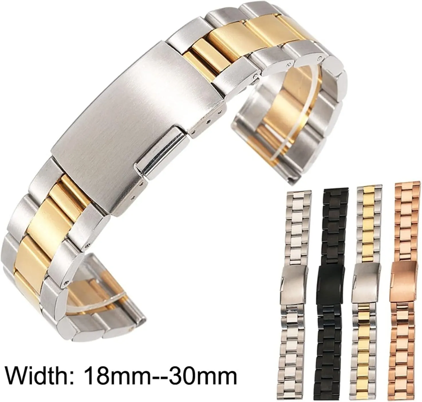 Watch Strap Universal 18mm 20mm 24mm 26mm 28mm 30mm Solid Classic Stainless Steel Breathable Replacement