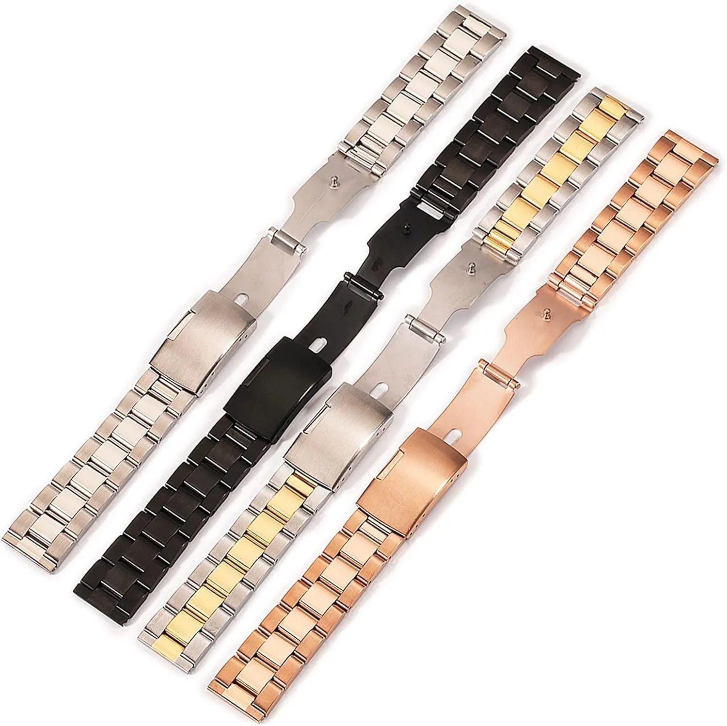Watch Strap Universal 18mm 20mm 24mm 26mm 28mm 30mm Solid Classic Stainless Steel Breathable Replacement