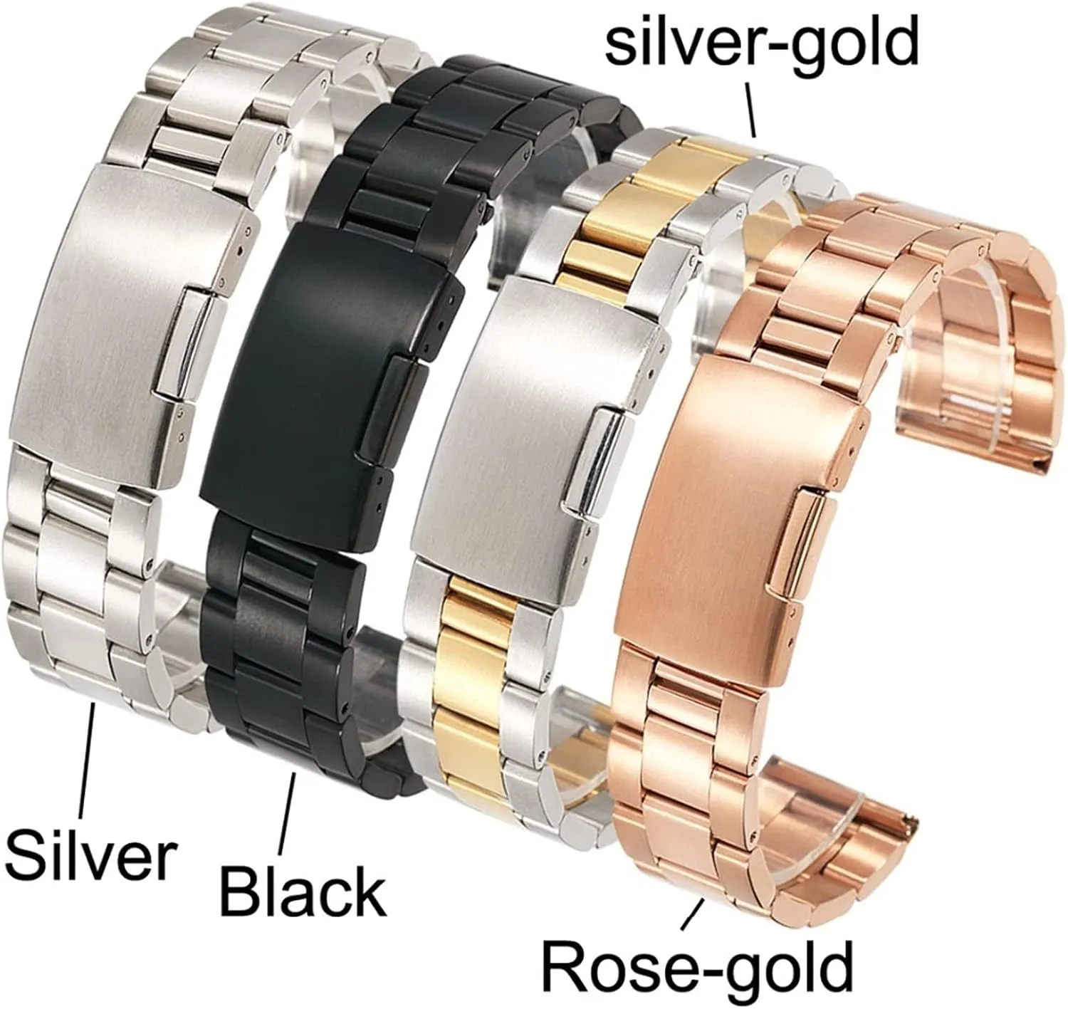 Watch Strap Universal 18mm 20mm 24mm 26mm 28mm 30mm Solid Classic Stainless Steel Breathable Replacement