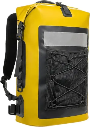 Waterproof Backpack 35 L PVC Lightweight Front Mesh Pocket Dry Bag for Kayaking, Travel, Hiking, Boating,Yellow