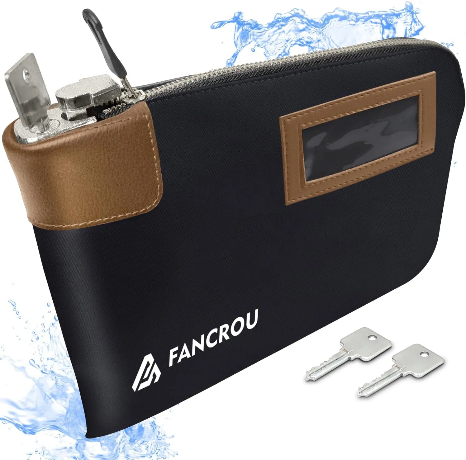 Waterproof Cash Bag with lock and 2 Keys, Money bag with Zipper,Security bags for cash, Durable Money Bank Deposit Bag, Nylon Documents Bag, Coin Check Wallet Pouch,Petty cash bag,11 x 9 Inch,Black