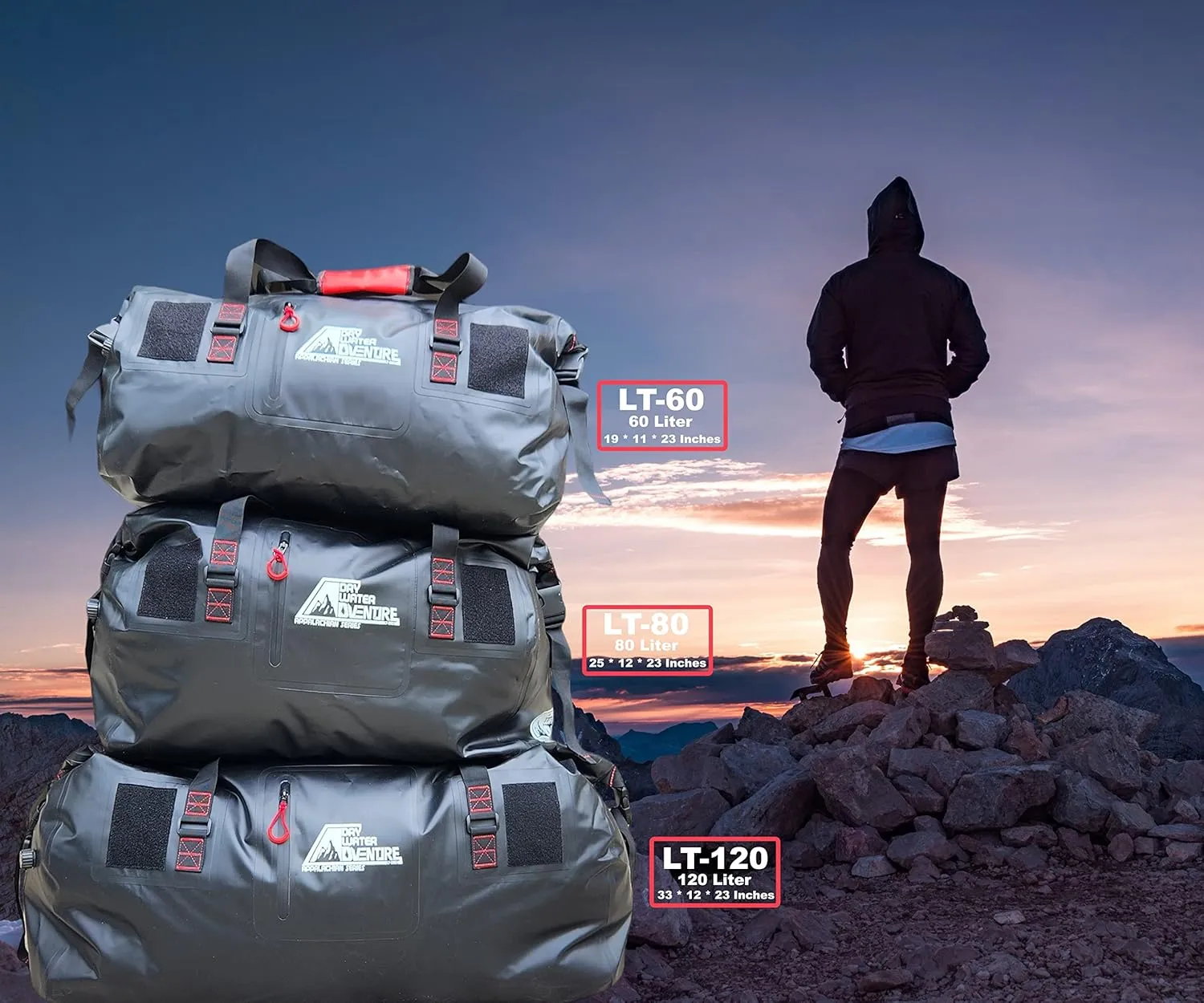 Waterproof Duffel Bag, Marine Grade (120 Liter/31.7 Gallon, Appalachian Series, Black)