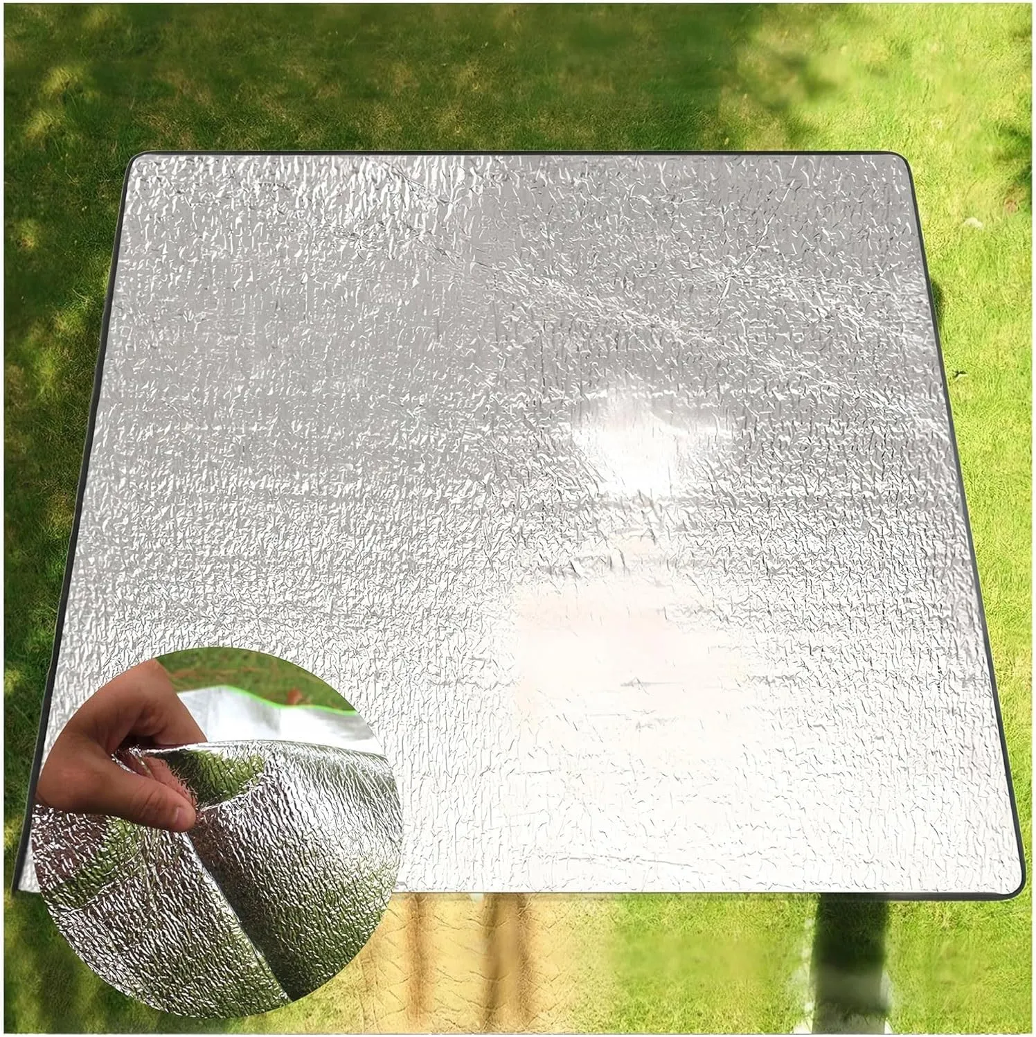 Waterproof Foil Camping Mat, Aluminum Film Sleeping Mat, Foam Aluminium Insulating Mat for Traveling & Outdoor Activities, Double-Sided Foil Tent Pad with Storage Bag, 4mm Thick