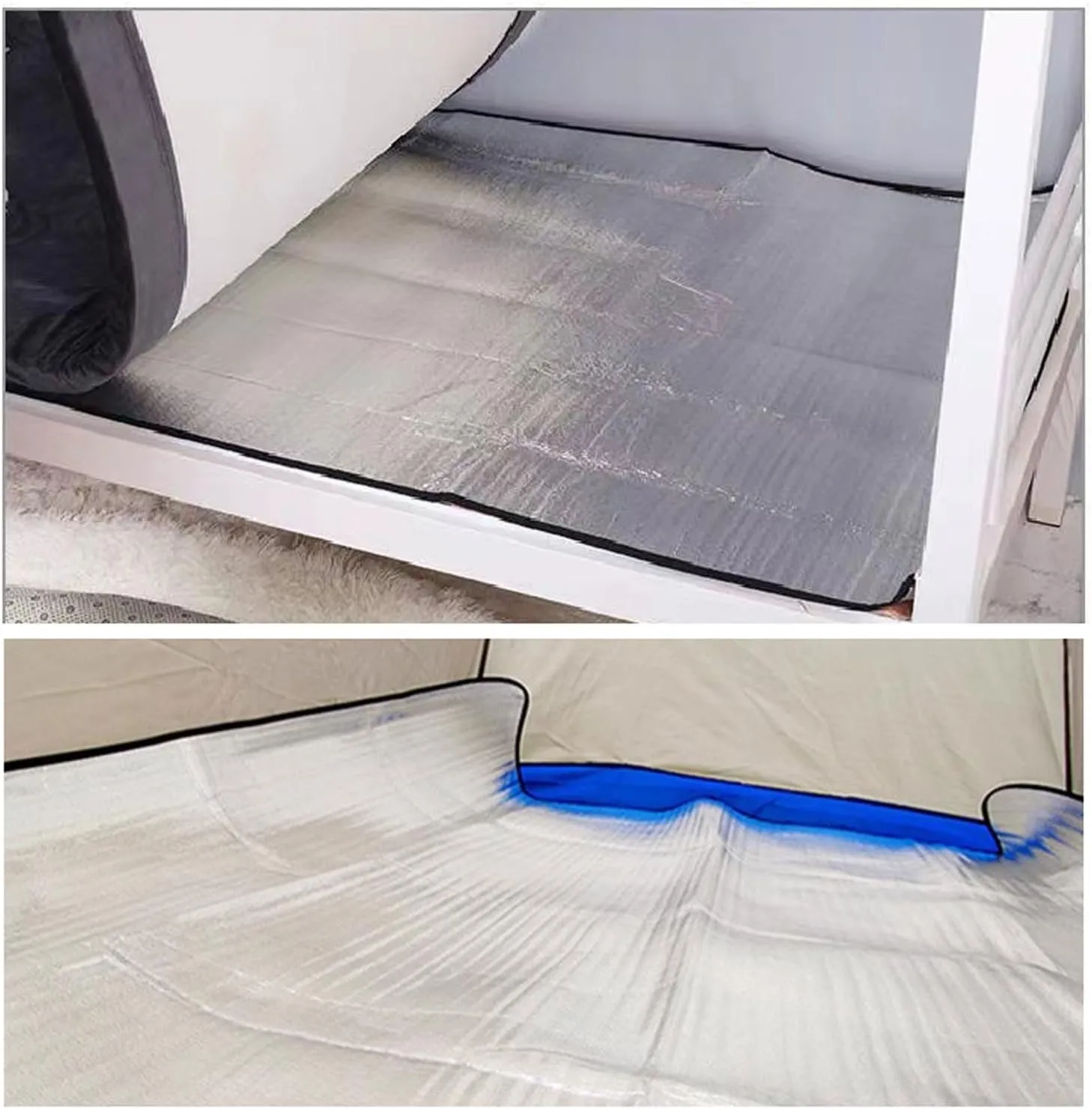 Waterproof Foil Camping Mat, Aluminum Film Sleeping Mat, Foam Aluminium Insulating Mat for Traveling & Outdoor Activities, Double-Sided Foil Tent Pad with Storage Bag, 4mm Thick
