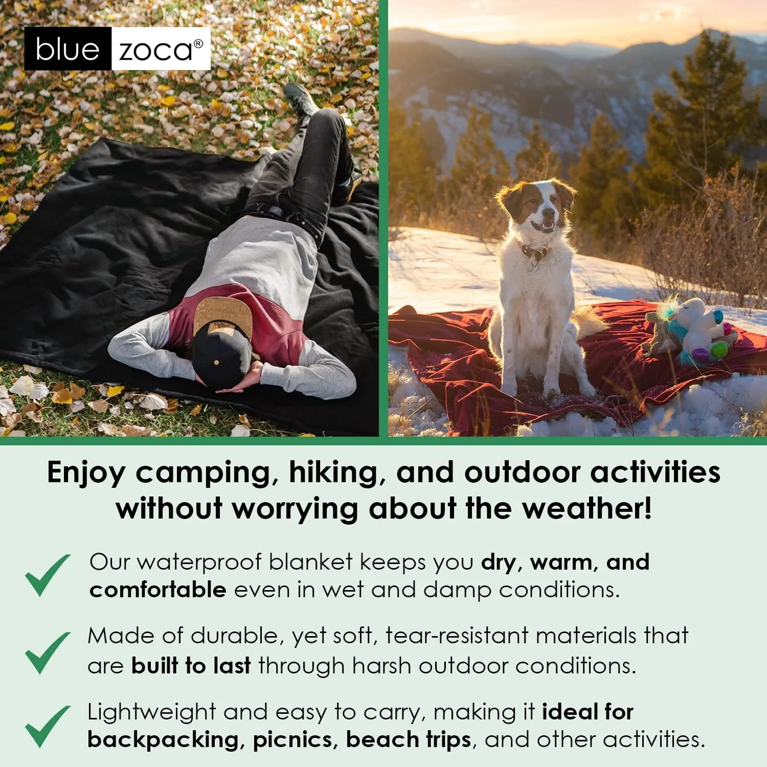 Waterproof Travel Blanket | for Camping, Hiking, Outdoor Sporting Events, Picnics & More | Three Layers to Keep You Warm & Dry Anywhere | Machine Washable & Pet Friendly - 65x50in Merlot