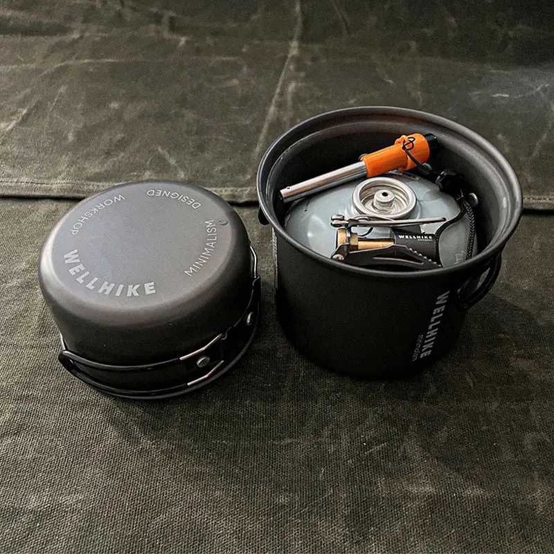 WELLHIKE Ultralight Camping Cookware Set – Portable 1-Person Pot & Lid for Hiking & Outdoors