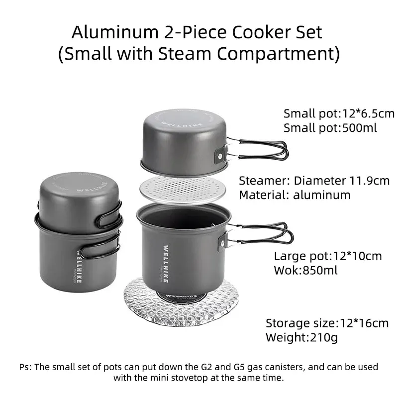 WELLHIKE Ultralight Camping Cookware Set – Portable 1-Person Pot & Lid for Hiking & Outdoors