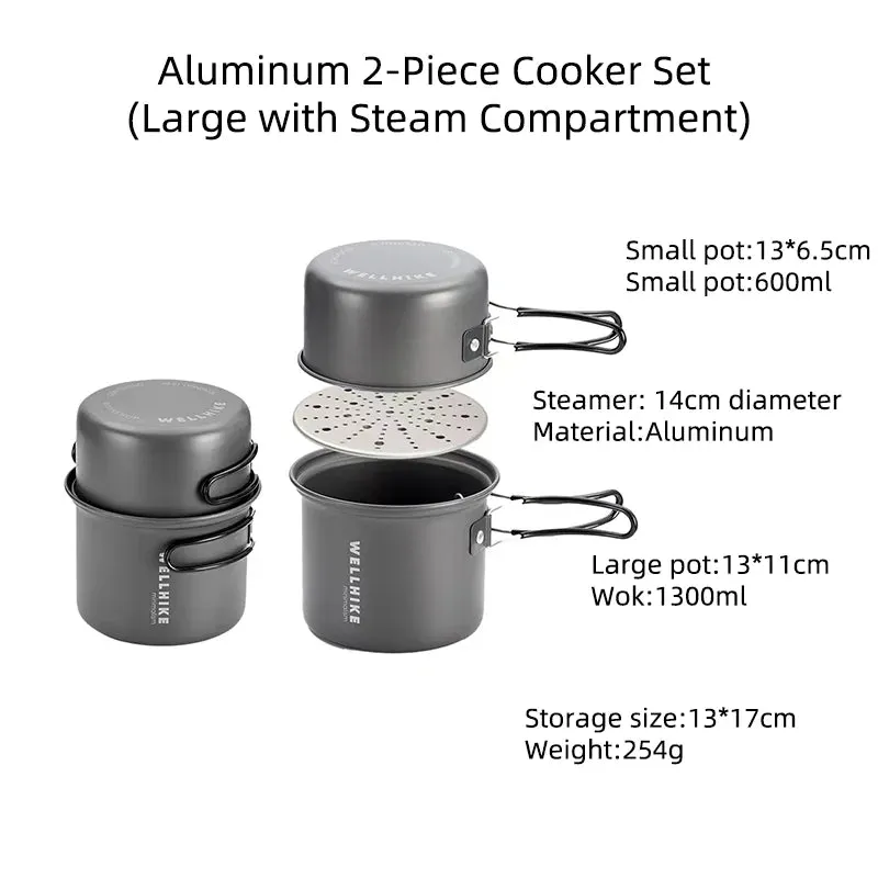 WELLHIKE Ultralight Camping Cookware Set – Portable 1-Person Pot & Lid for Hiking & Outdoors