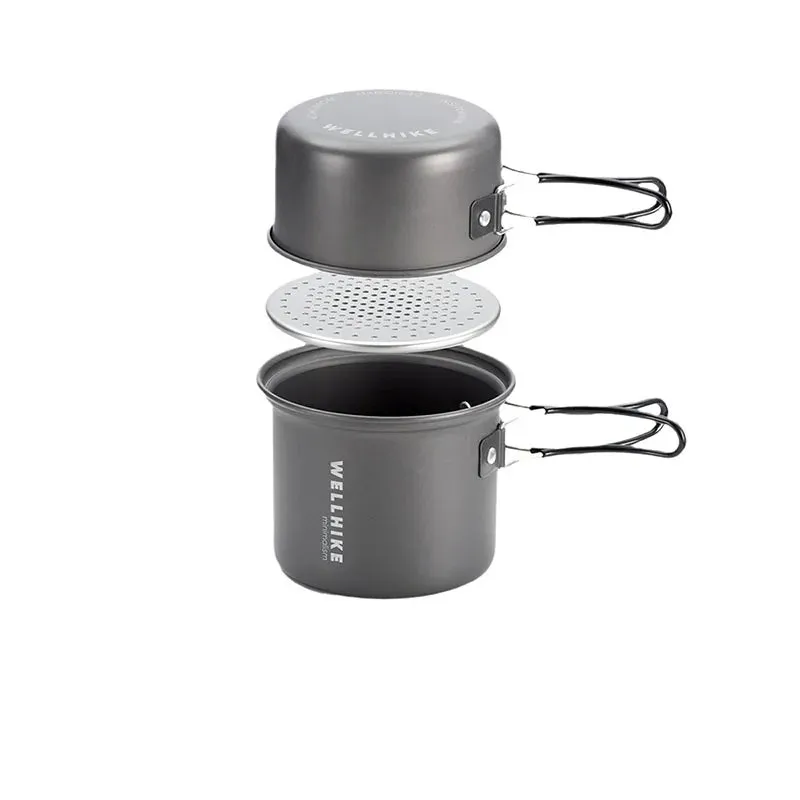 WELLHIKE Ultralight Camping Cookware Set – Portable 1-Person Pot & Lid for Hiking & Outdoors