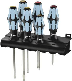 Wera 05032060001 Kraftform Stainless 3334/6 Stainless Steel Slotted/Phillips Screwdriver Set and Rack, 6-Piece,MULTI,Slotted: 6.5x150mm, 3x80mm, 4x100mm, 5.5x125mm. Phillips: PH1x80mm, PH2x100mm