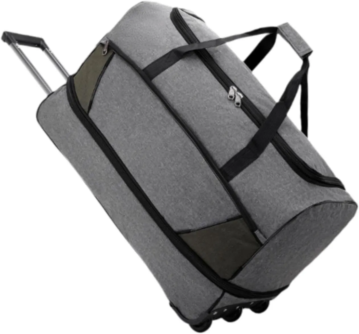 Wheeled Duffel Bag Travel Trolley Bag Foldable Tote Carrying Bag Portable Overnight Bag Luggage Bag for Women Picnic Men Trip, Gray, M