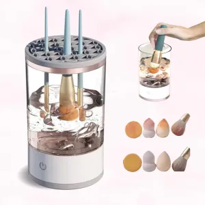 White Transparent Electric Makeup Brush Cleaner, New Version Lazy Automatic Cleaning Brush/Makeup Brush Cleaning Tool/Lazy Electric Cleaning Brush/makeup brush cleaner machine