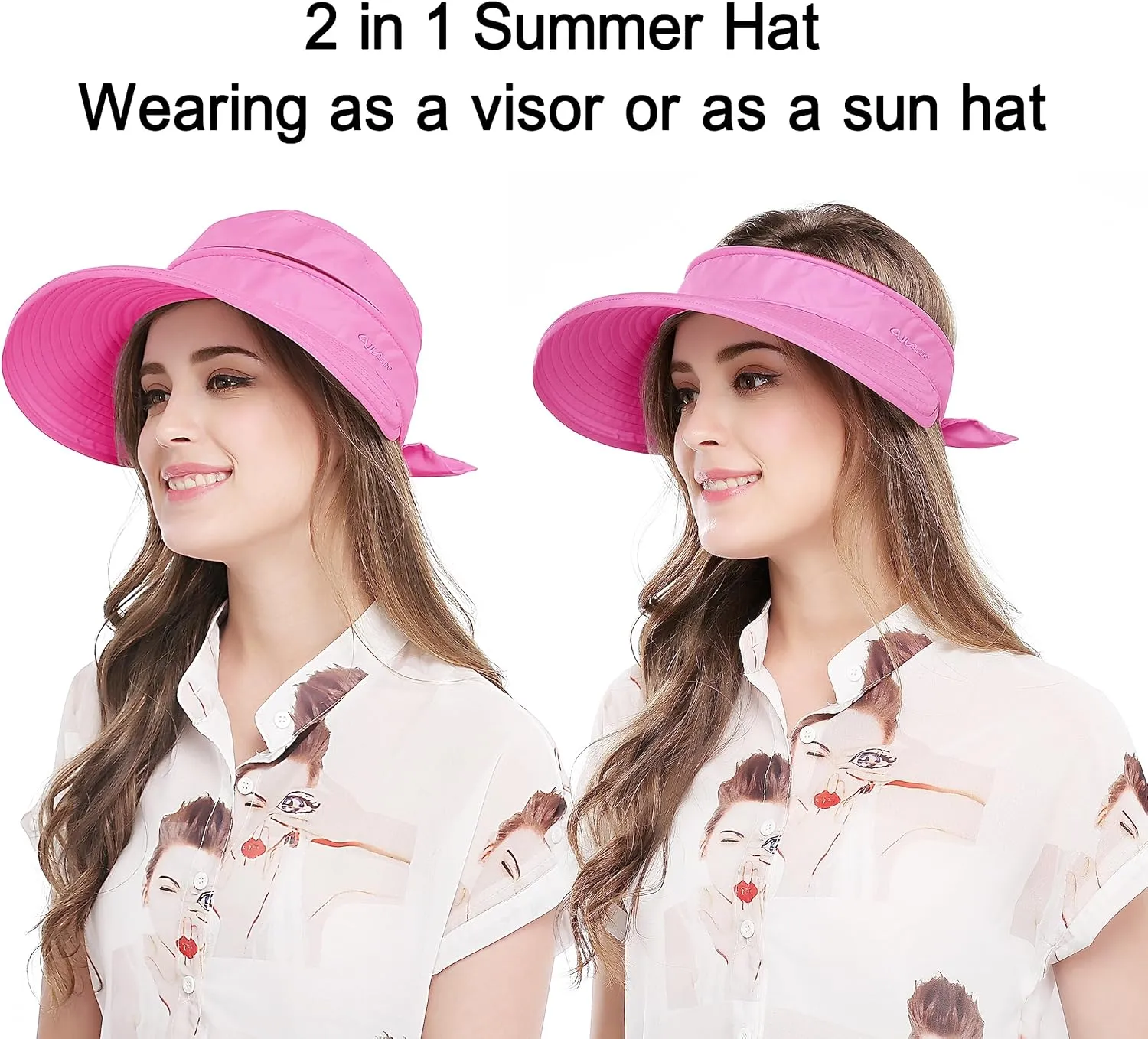 Wide Large Brim Sun Hat Summer UV Protection Thin Hat 2 in 1 Beach Sun Hat