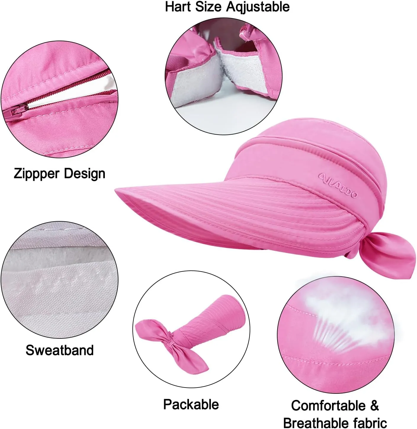 Wide Large Brim Sun Hat Summer UV Protection Thin Hat 2 in 1 Beach Sun Hat