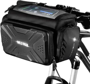 WILD MAN 4L Rainproof Handlebar Storage Bag with Touch Screen Use for MTB, Road, Folding Bikes & Scooters