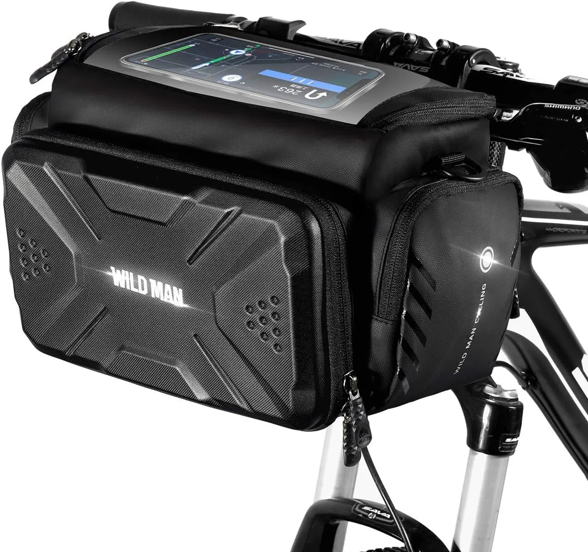 WILD MAN 4L Rainproof Handlebar Storage Bag with Touch Screen Use for MTB, Road, Folding Bikes & Scooters