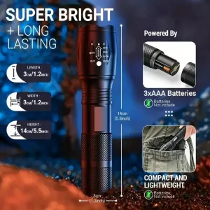 Wild West Zoomable Tactical LED Flashlight - Portable & Powerful for Outdoor Adventures