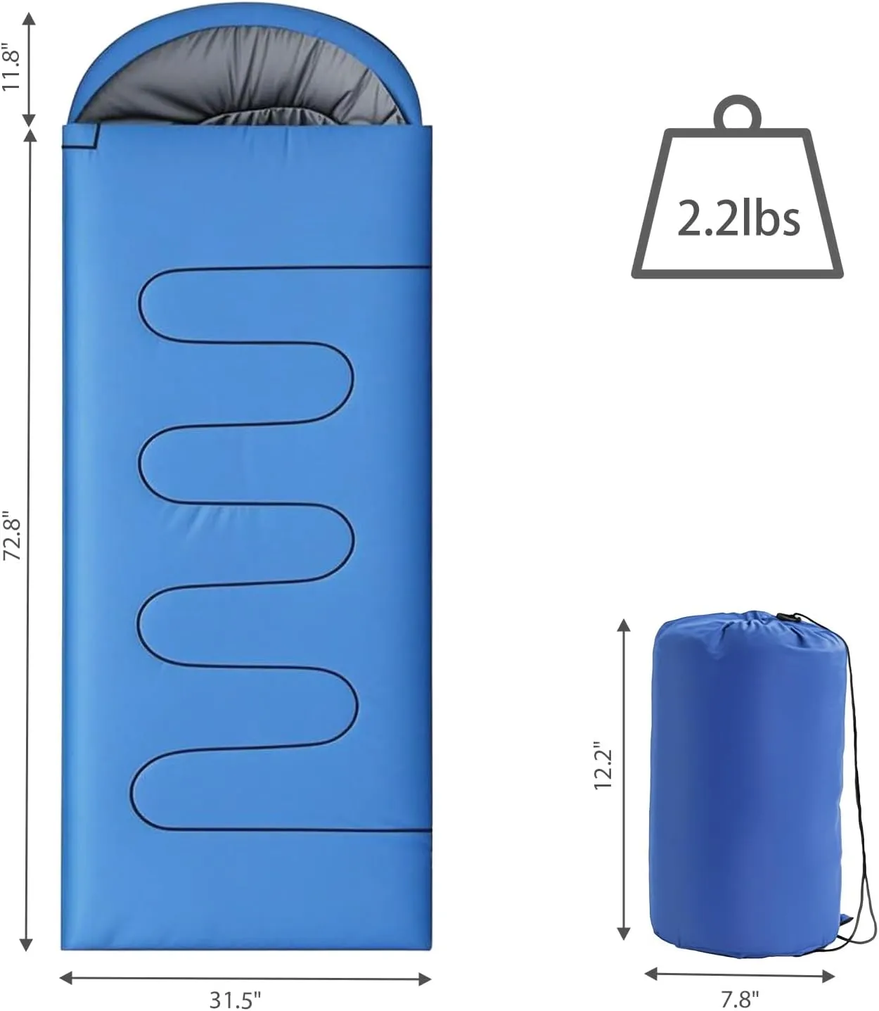Wind Tour 3 Season Lightweight Waterproof Sleeping Bag Indoor & Outdoor for Hiking Backpacking Camping Traveling