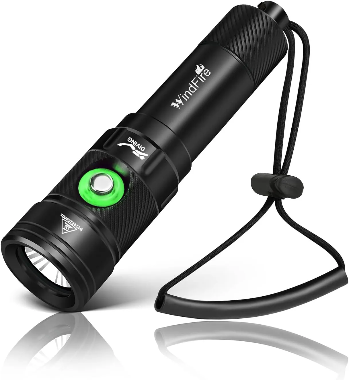 WINDFIRE Dive Light Scuba Diving Flashlight, IPX8 Waterproof Flashlight, 4 Modes Underwater Lights with Power Indicator, Scuba Flash Light Narrow Beam Angle Dive Torch for Snorkeling
