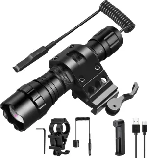 WINDFIRE IR Flashlight 850nm Illuminate Flashlights for Night Vision LED Infrared Tactical Hunting Picatinny Rail Mount Flash Lights with Remote Pressure Switch (Used with Night Vision Devices)