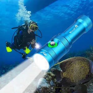 WINDFIRE Scuba Diving Light – Super Bright Diving Flashlight with 3 Modes & Power Indicator, IP68 Waterproof Rechargeable Underwater Torch for Scuba Diving, Snorkeling, and Underwater Exploration