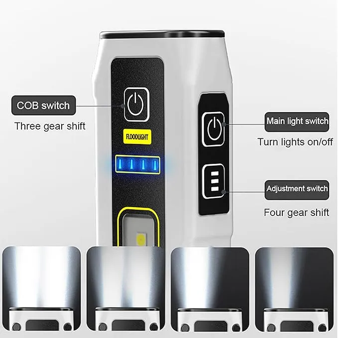 WINDFIRE Small Flashlight USB Rechargeable LED Work Light Super Bright, with COB SideLight 7 Modes Mini Magnetic Flashlights, for Car Repair Fishing Camping Reading Dog Walking