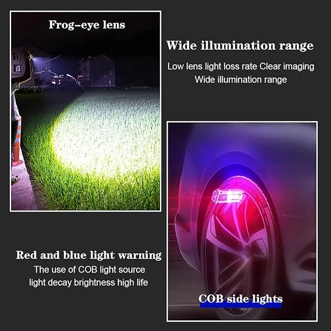 WINDFIRE Small Flashlight USB Rechargeable LED Work Light Super Bright, with COB SideLight 7 Modes Mini Magnetic Flashlights, for Car Repair Fishing Camping Reading Dog Walking