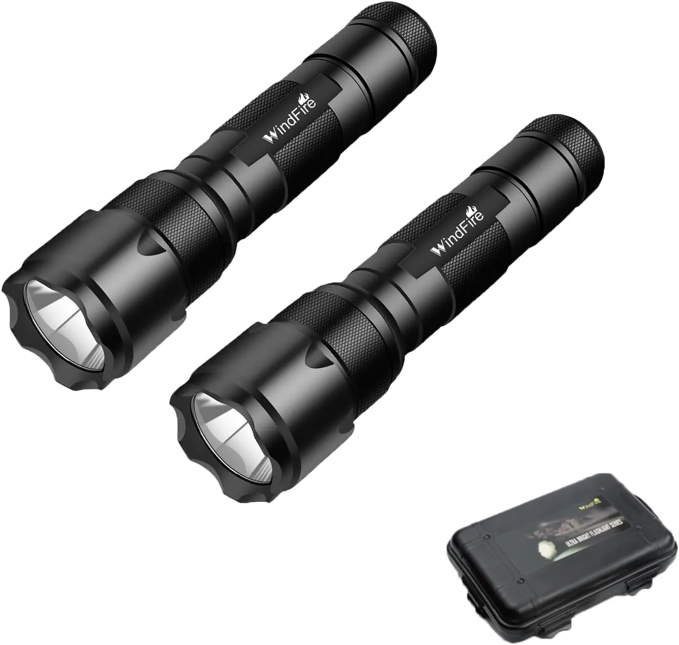 WINDFRIE 2 Pack WF-502B LED Tactical Flashlights, Single Mode Handheld Flashlights, Bright EDC Emergency Small Flash Light, Water Resistance Portable LED Torches (Battery Not Include)