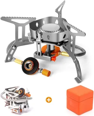 Windproof camping stoves Camping gas stoves with fuel tank adapter, piezoelectric ignition, carrying case, foldable burner with propane tank adapter Outdoor camping hiking picnic